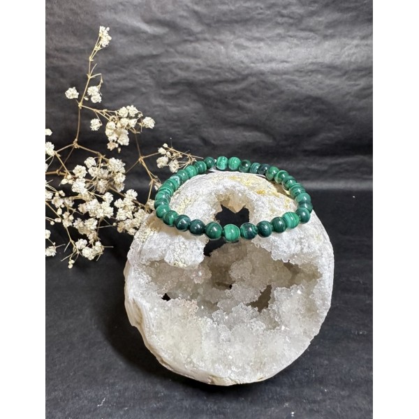 Bracelet Malachite Foncée AA 6mm