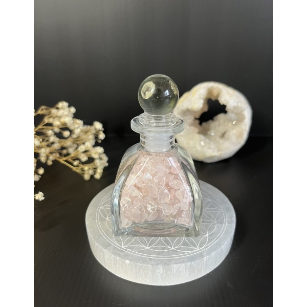 Flacon en verre chips Quartz Rose - Brésil - 90g