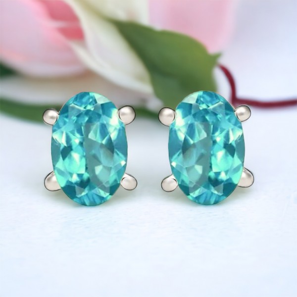 Boucles d'Oreilles Apatite Blue Neon