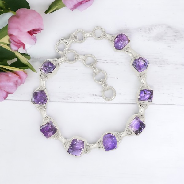 Bracelet Amethyste Brute - Qualité AAA