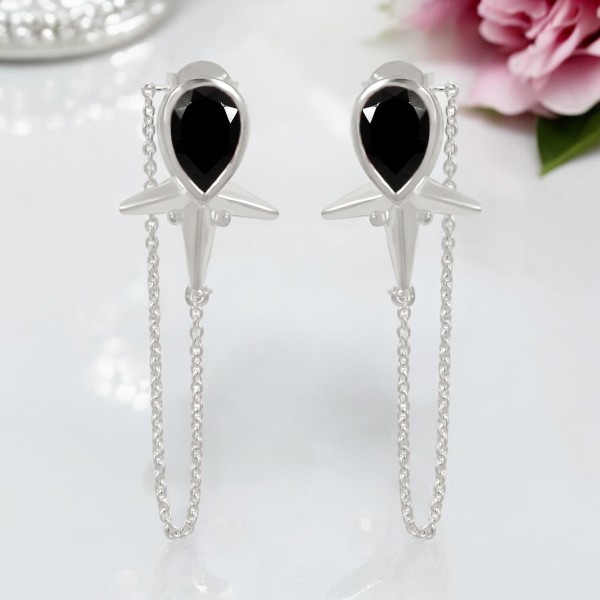 Boucles d'Oreilles Onyx Noire