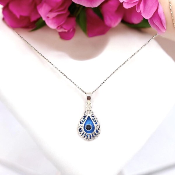 Chaine avec Pendentif Oeil de Nazar - Bleu