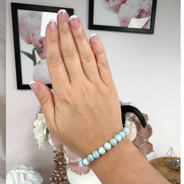 Bracelet Larimar 6mm - Qualité AA