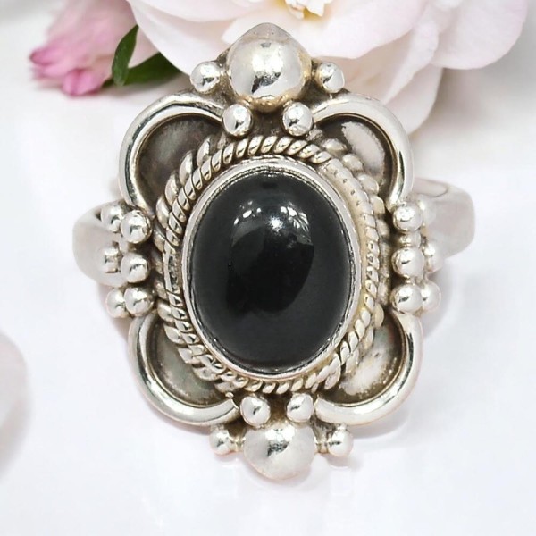 Bague Onyx Noire - Ovale