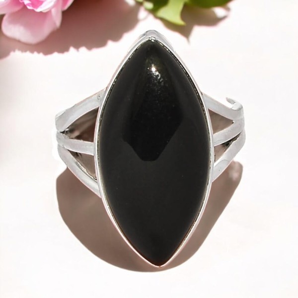 Bague Onyx Noire - Amande