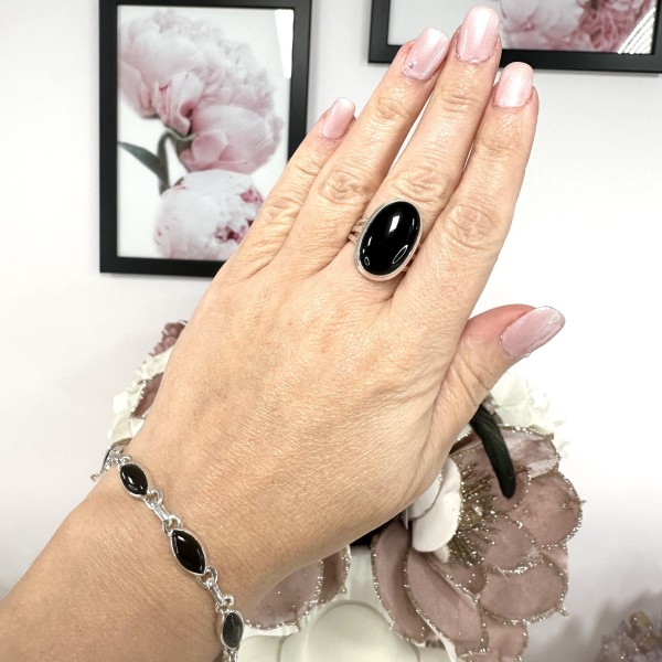 Bague Onyx Noire - Ovale