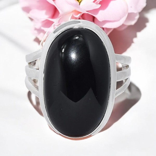 Bague Onyx Noire - Ovale