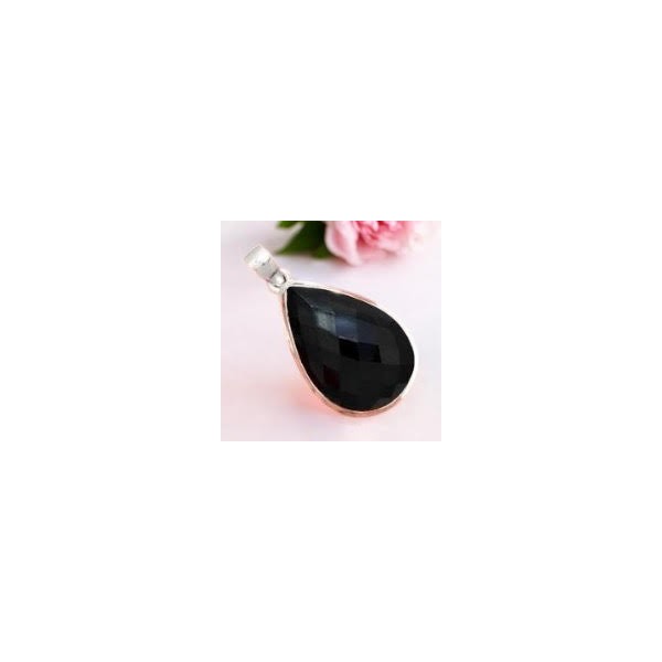 Pendentif Onyx Noire - Poire