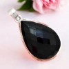 Pendentif Onyx Noire - Poire