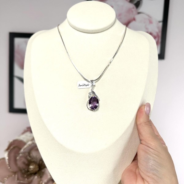 Pendentif Amethyste Facetté - Ovale