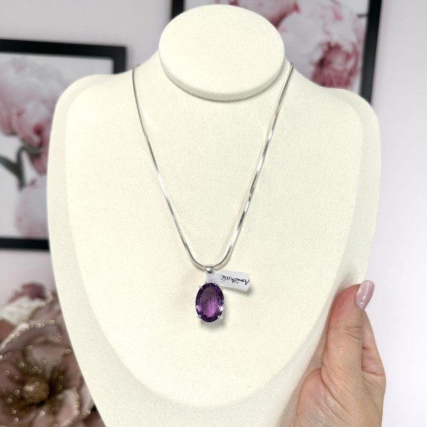 Pendentif Amethyste Facetté - Ovale