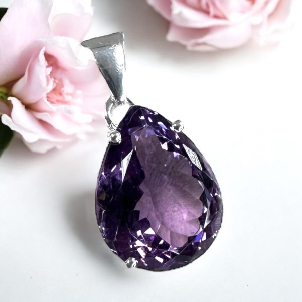 Pendentif Amethyste Facetté - Poire