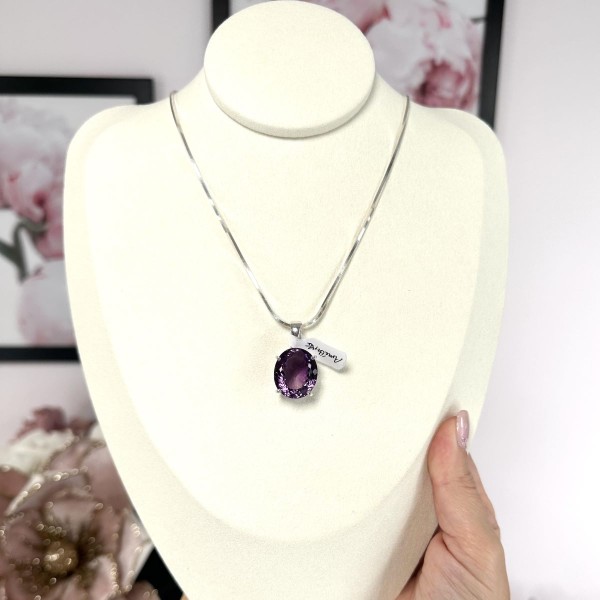 Pendentif Amethyste Facetté - Ovale