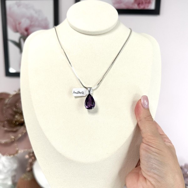 Pendentif Amethyste Facetté - Poire